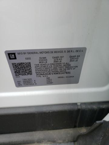 2021 CHEVROLET EQUINOX LT - 3GNAXUEVXMS147931