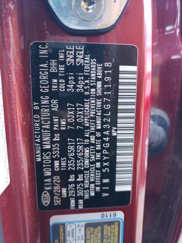 5XYPG4A32LG711918 KIA SORENTO L