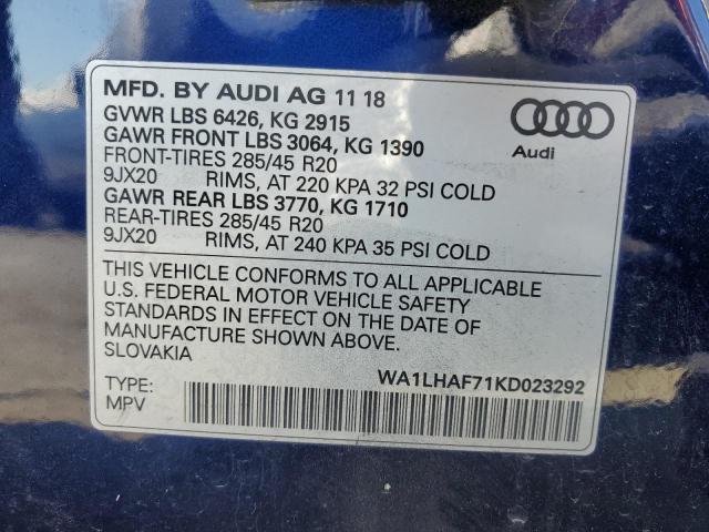 WA1LHAF71KD023292 2019 AUDI Q7, photo no. 14