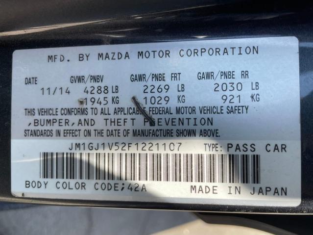 JM1GJ1V52F1221107 Mazda 6 TOURING