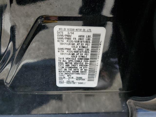 2004 Nissan Murano Sl VIN: JN8AZ08T74W215021 Lot: 68242233