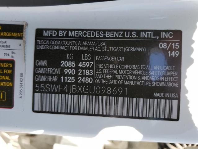 55SWF4JBXGU098691 2016 MERCEDES-BENZ C-CLASS, photo no. 12