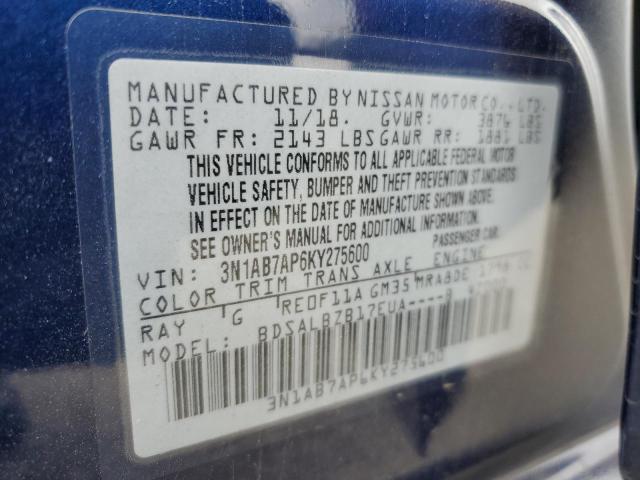 3N1AB7AP6KY275600 Nissan SENTRA S