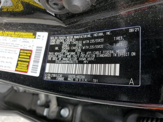5TDJZRAH9MS082235 Toyota Highlander Xse