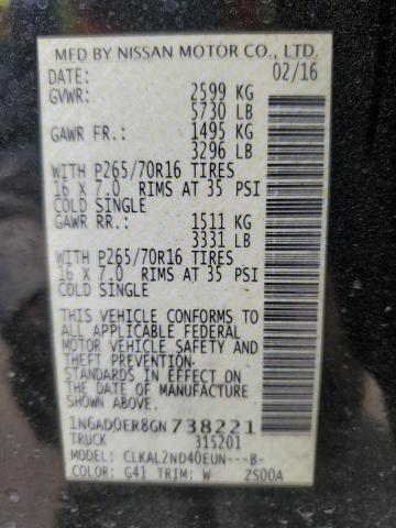 1N6AD0ER8GN738221 Nissan FRONTIER S