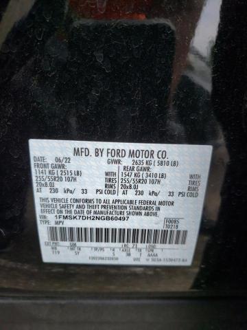 1FMSK7DH2NGB60497 Ford EXPLORER XLT