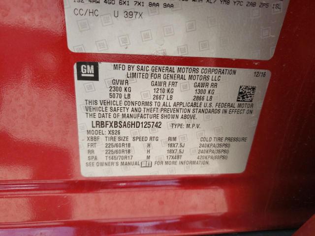 2017 BUICK ENVISION E - LRBFXBSA6HD125742