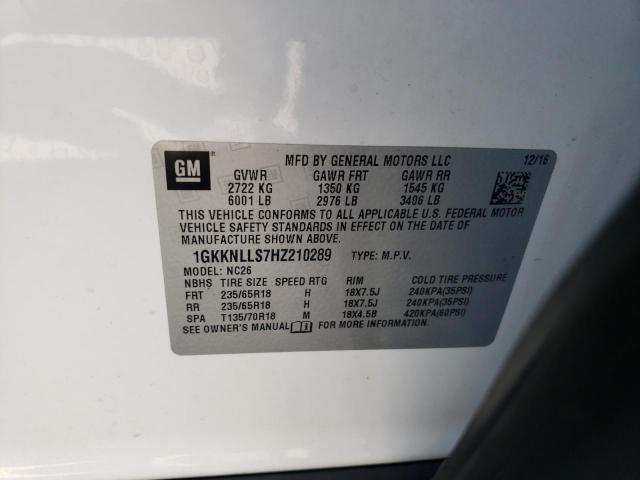 1GKKNLLS7HZ210289 GMC ACADIA SLE
