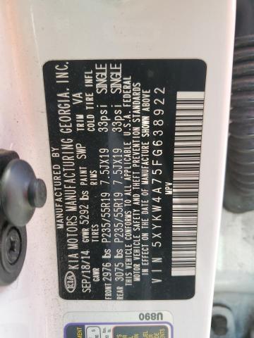 5XYKW4A75FG638922 KIA SORENTO SX