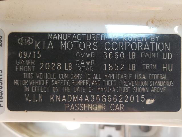 KNADM4A36G6622015 KIA RIO LX