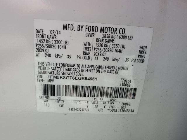 1FM5K8GT6EGB84661 Ford EXPLORER SPORT