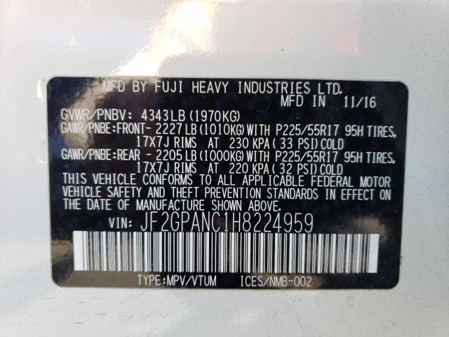 JF2GPANC1H8224959 Subaru Crosstrek Limited