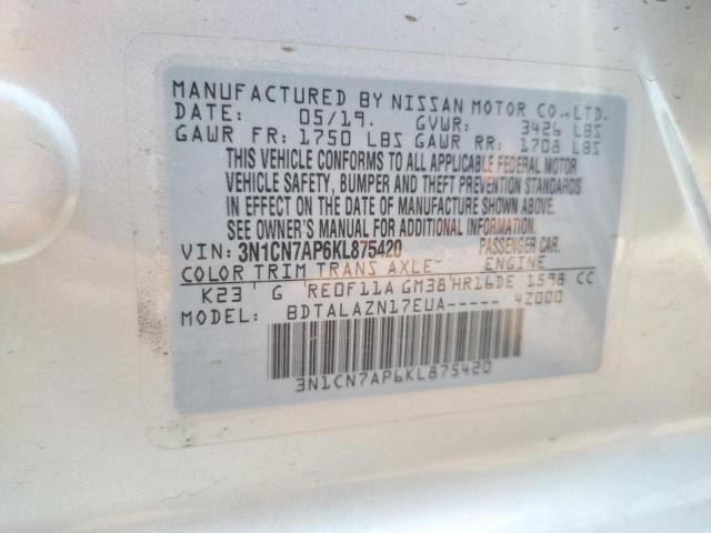3N1CN7AP6KL875420 Nissan VERSA S