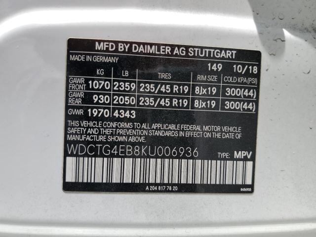 WDCTG4EB8KU006936 Mercedes-Benz GLA 250