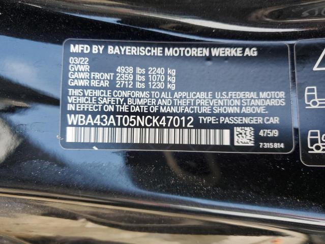 2022 BMW 430XI - WBA43AT05NCK47012