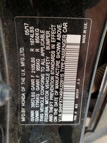 SHHFK7H49HU229115 Honda Civic Sport