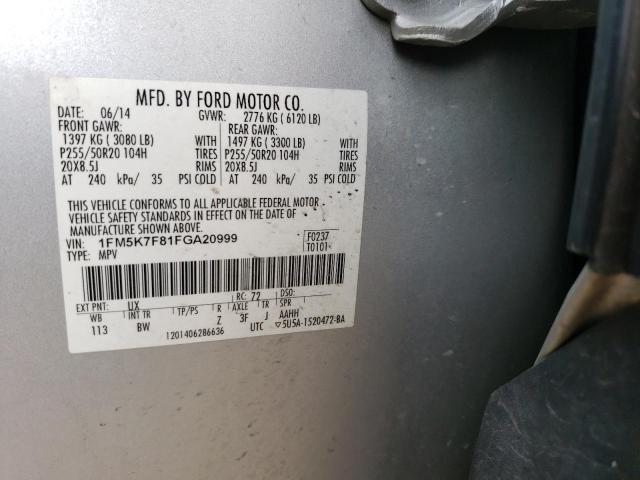 2015 FORD EXPLORER L - 1FM5K7F81FGA20999