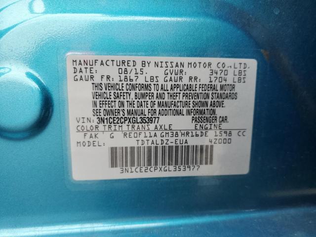 3N1CE2CPXGL353977 Nissan Versa Note S