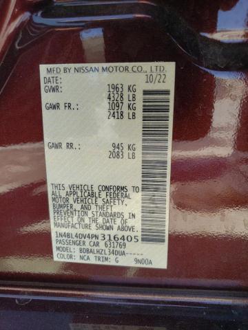 1N4BL4DV4PN316405 Nissan ALTIMA SV