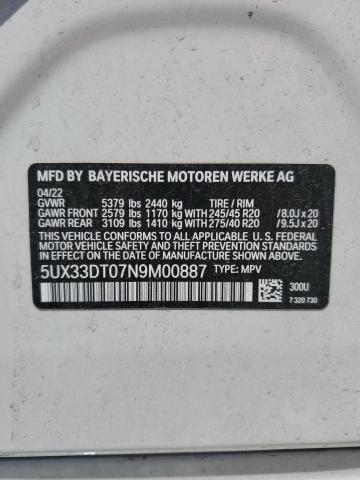 5UX33DT07N9M00887 BMW X4 Xdrive30i