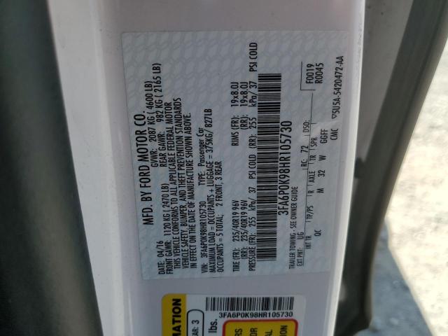 3FA6P0K98HR105730 Ford Fusion Titanium