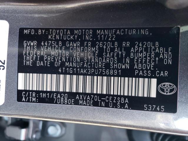 4T1G11AK3PU756891 Toyota Camry Se Night Shade