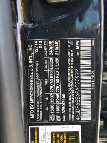 4JGDF6EE6FA520922 Mercedes-Benz Gl 450 4matic