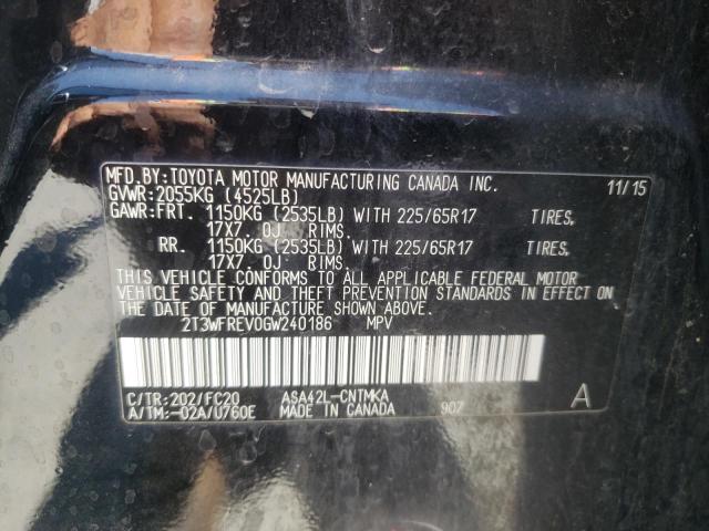 2T3WFREV0GW240186 Toyota Rav4 Xle
