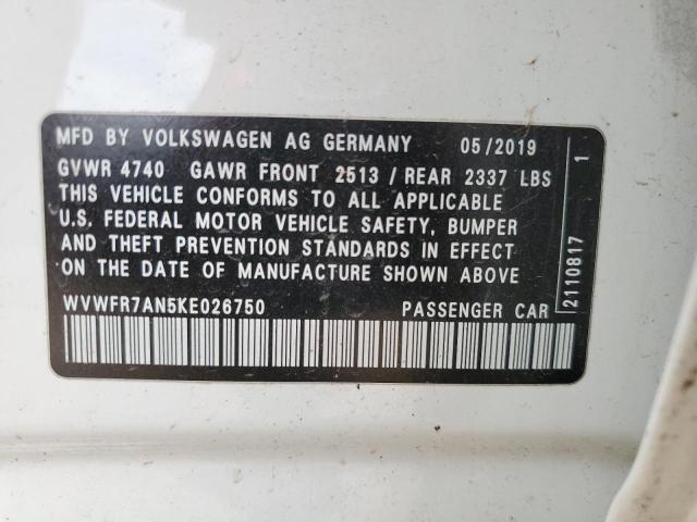 2019 VOLKSWAGEN ARTEON SE WVWFR7AN5KE026750