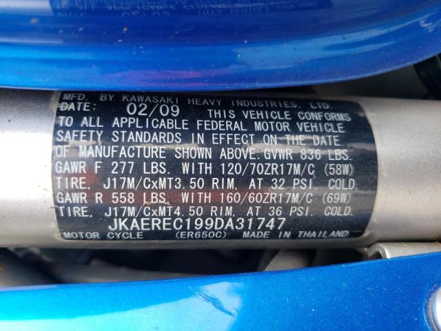 2009 KAWASAKI ER650 C - JKAEREC199DA31747