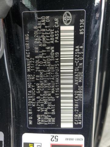 4T1G11AK9PU751419 Toyota Camry Se Night Shade