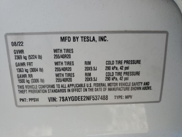 7SAYGDEE2NF537488 Tesla Model Y