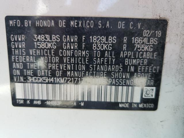 3HGGK5H41KM721717 2019 Honda Fit Lx
