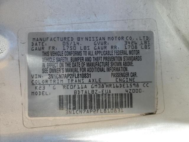 3N1CN7AP2FL810831 Nissan VERSA S