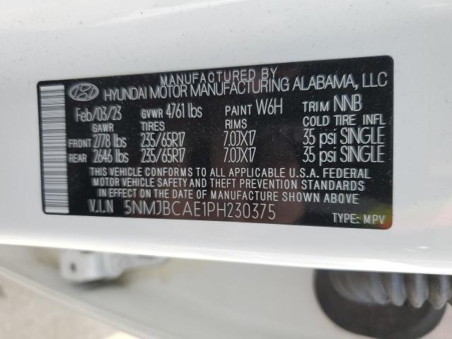 5NMJBCAE1PH230375 Hyundai Tucson SEL 12