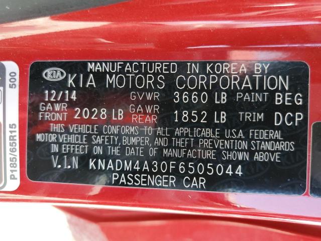 KNADM4A30F6505044 KIA RIO LX