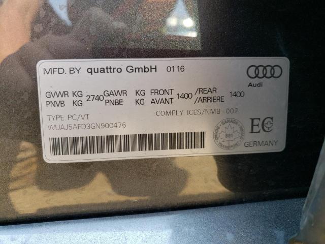 2016 AUDI S8 PLUS QU - WUAJ5AFD3GN900476