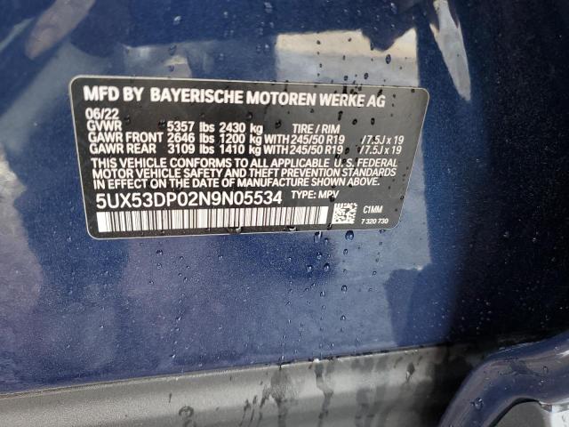 5UX53DP02N9N05534 2022 BMW X3, photo no. 13