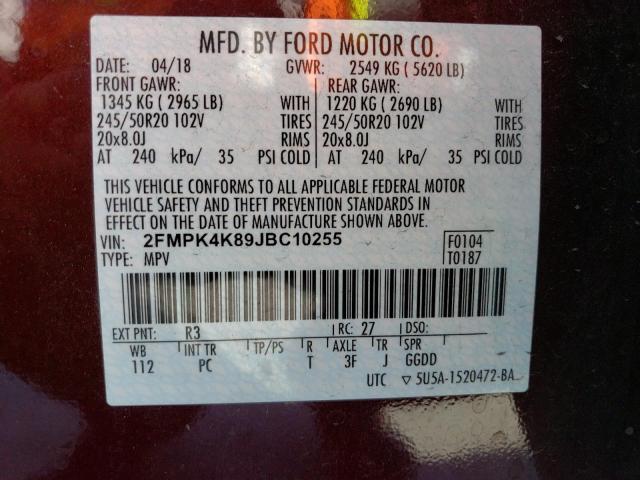 2FMPK4K89JBC10255 2018 FORD EDGE, photo no. 13