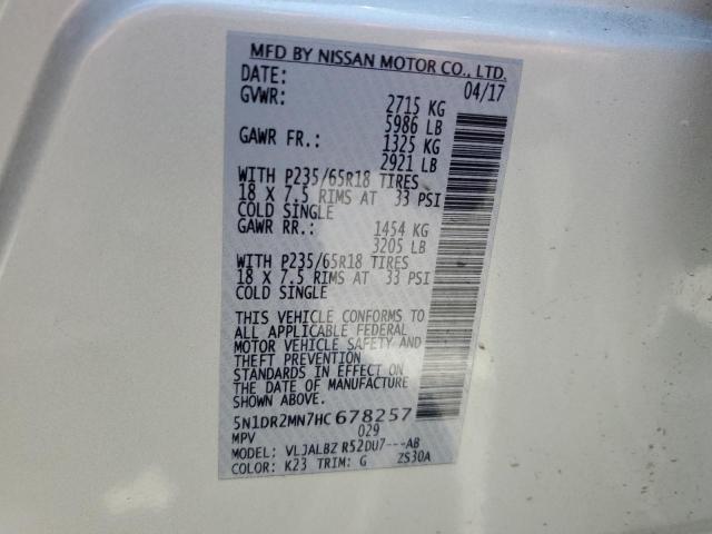 5N1DR2MN7HC678257 Nissan Pathfinder S