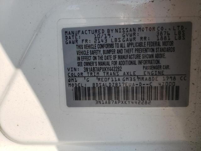 3N1AB7APXKY442282 Nissan SENTRA S