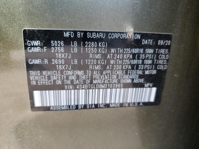 2021 SUBARU OUTBACK ON 4S4BTGLD8M3103965