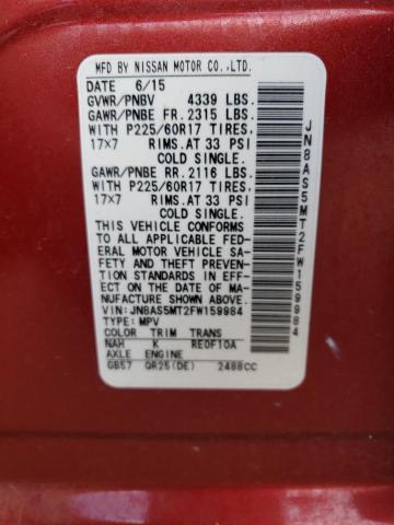 JN8AS5MT2FW159984 Nissan Rogue Select S
