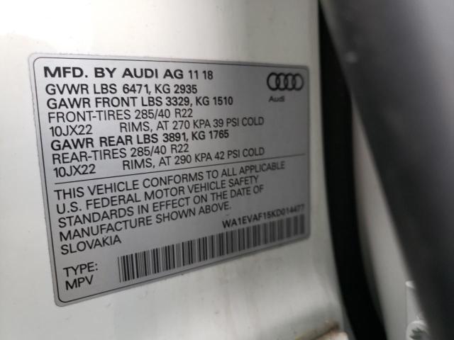 2019 AUDI Q8 PREMIUM - WA1EVAF15KD014477