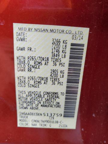 1N6AA0EC0EN513759 Nissan TITAN S