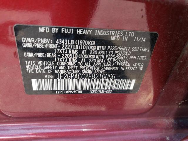 JF2GPACC2F8210066 Subaru Xv Crosstrek 2.0 Premium
