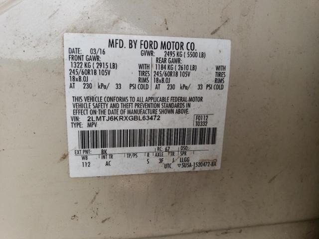 2016 LINCOLN MKX SELECT 2LMTJ6KRXGBL63472