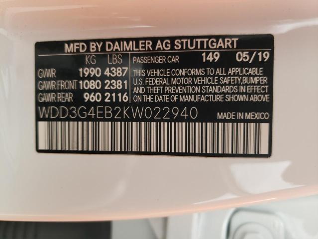WDD3G4EB2KW022940 Mercedes-Benz A 220