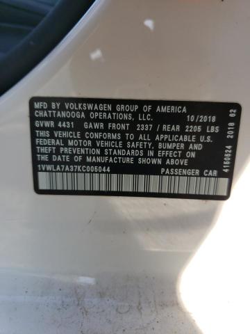 2019 VOLKSWAGEN PASSAT WOL - 1VWLA7A37KC005044