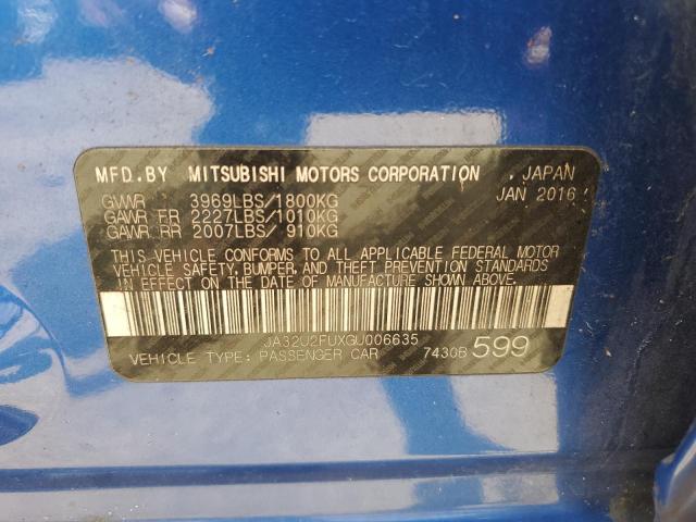 JA32U2FUXGU006635 Mitsubishi LANCER ES